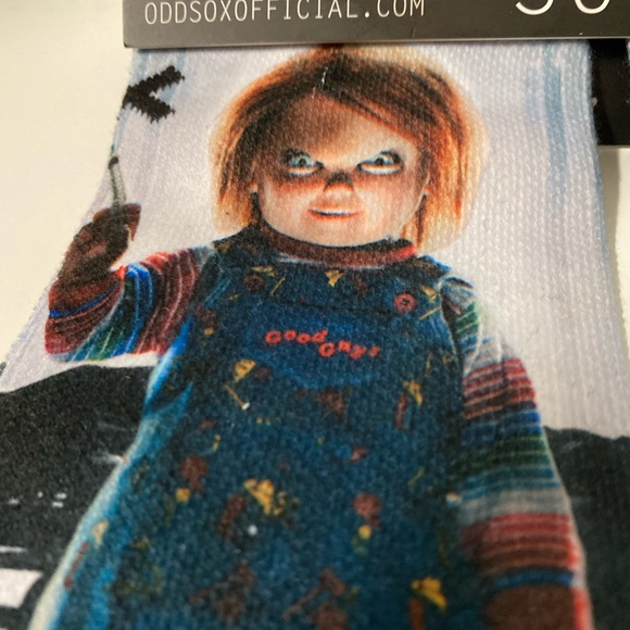 Odd Sox Chucky Hi I’m Chucky Wanna Play Crew Novelty Socks Halloween Childs Play - Picture 6 of 10